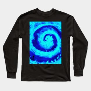 neon blue bright swirly design Long Sleeve T-Shirt